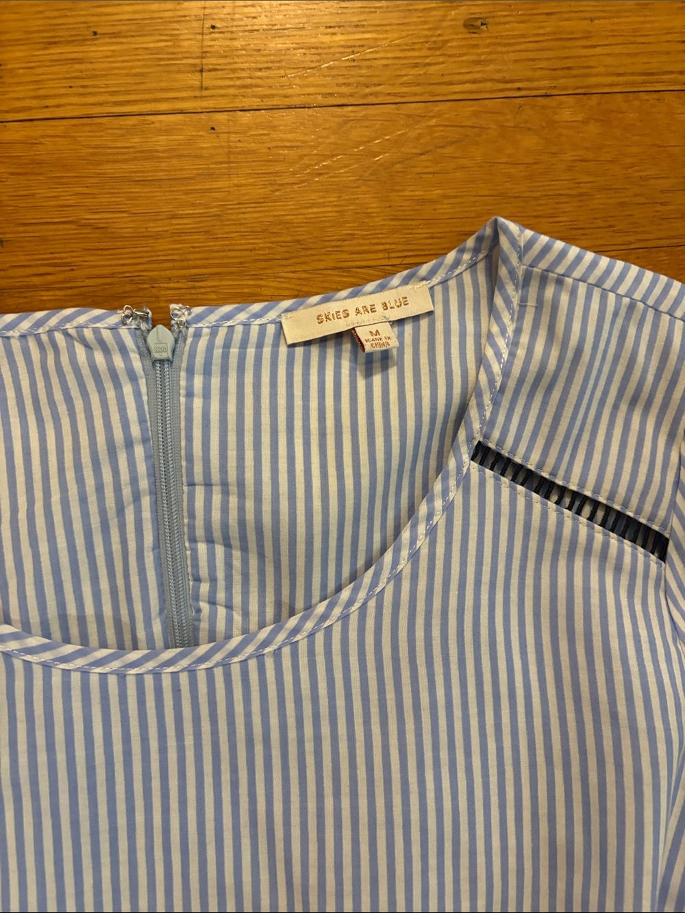 Skies Are Blue Light Blue & White Striped Sleeveless Top - Picture 2 of 4